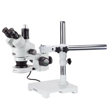 AMSCOPE 3.5X-45X Trinocular Single-Arm Boom Stereo Microscope, 80-LED Ring Light, 5MP USB 2 C-mount Camera SM-3TX-80S-5M